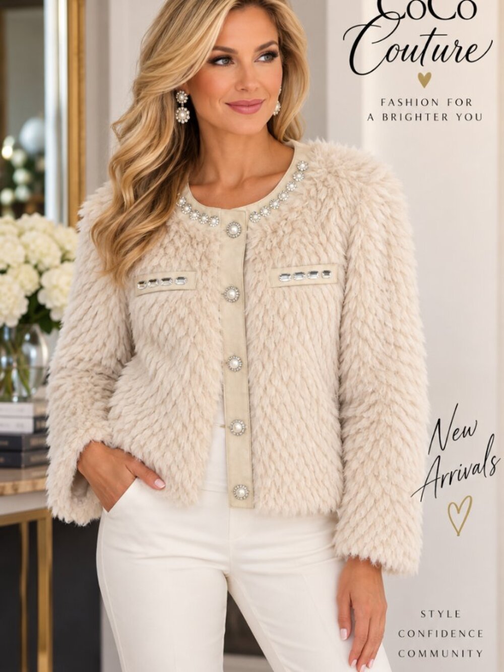 2637019 Cream Jeweled Sweater by FRANK LYMAN
